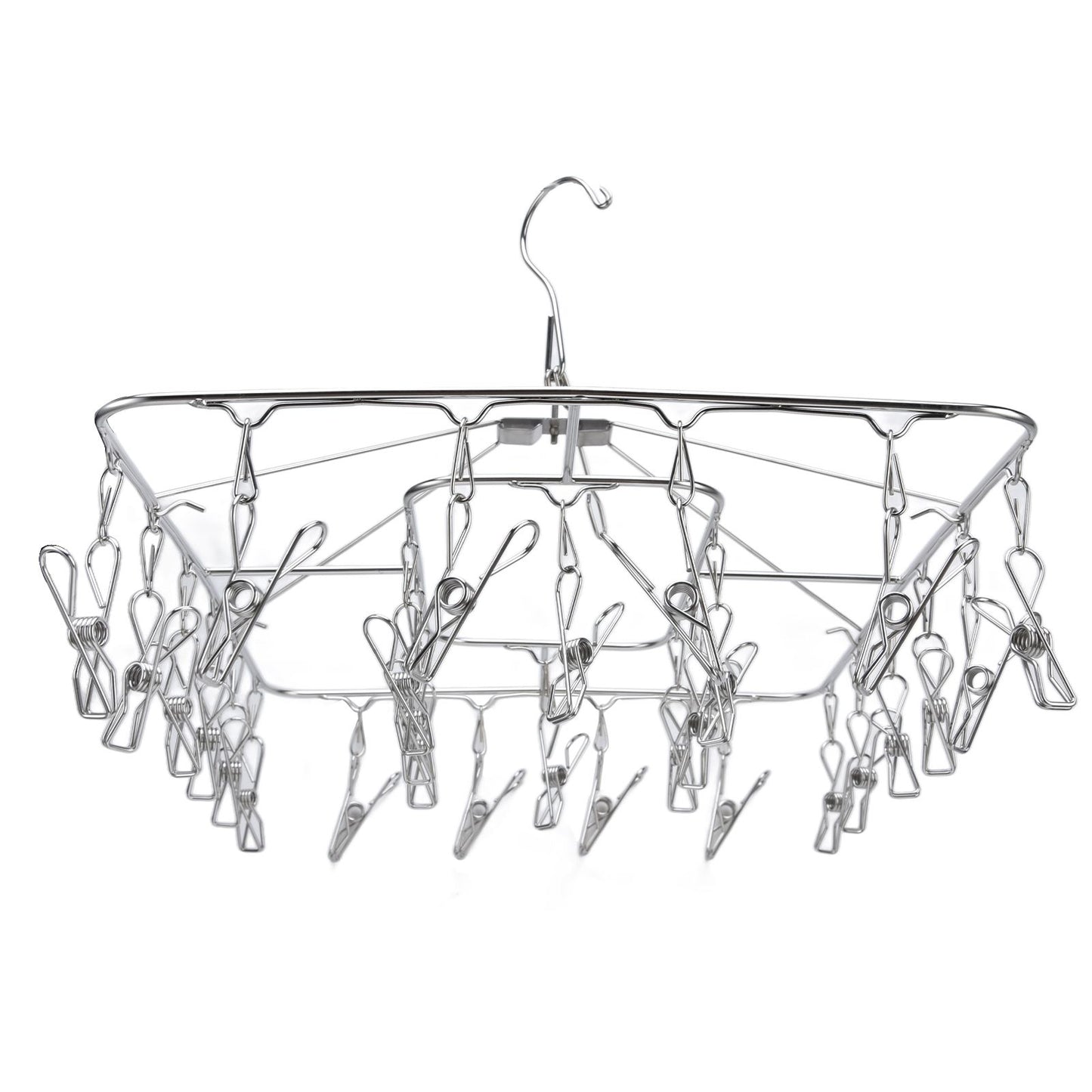 Clothes Drying Rack with 28 Clips Stainless Steel Laundry Drying Hanger for Socks Towels Bras Underwear