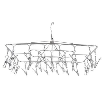 Clothes Drying Rack with 28 Clips Stainless Steel Laundry Drying Hanger for Socks Towels Bras Underwear