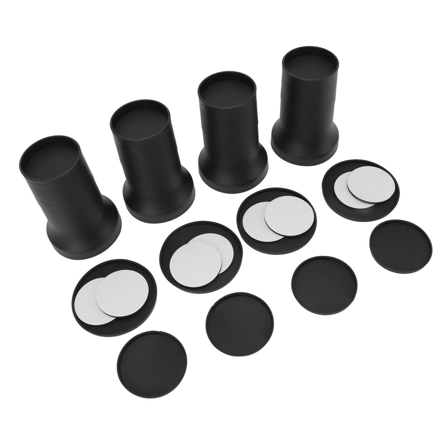 4pcs Round Furniture Lifters with Rubber Non Slip Pads Plastic Bed and Furniture Raisers Set
