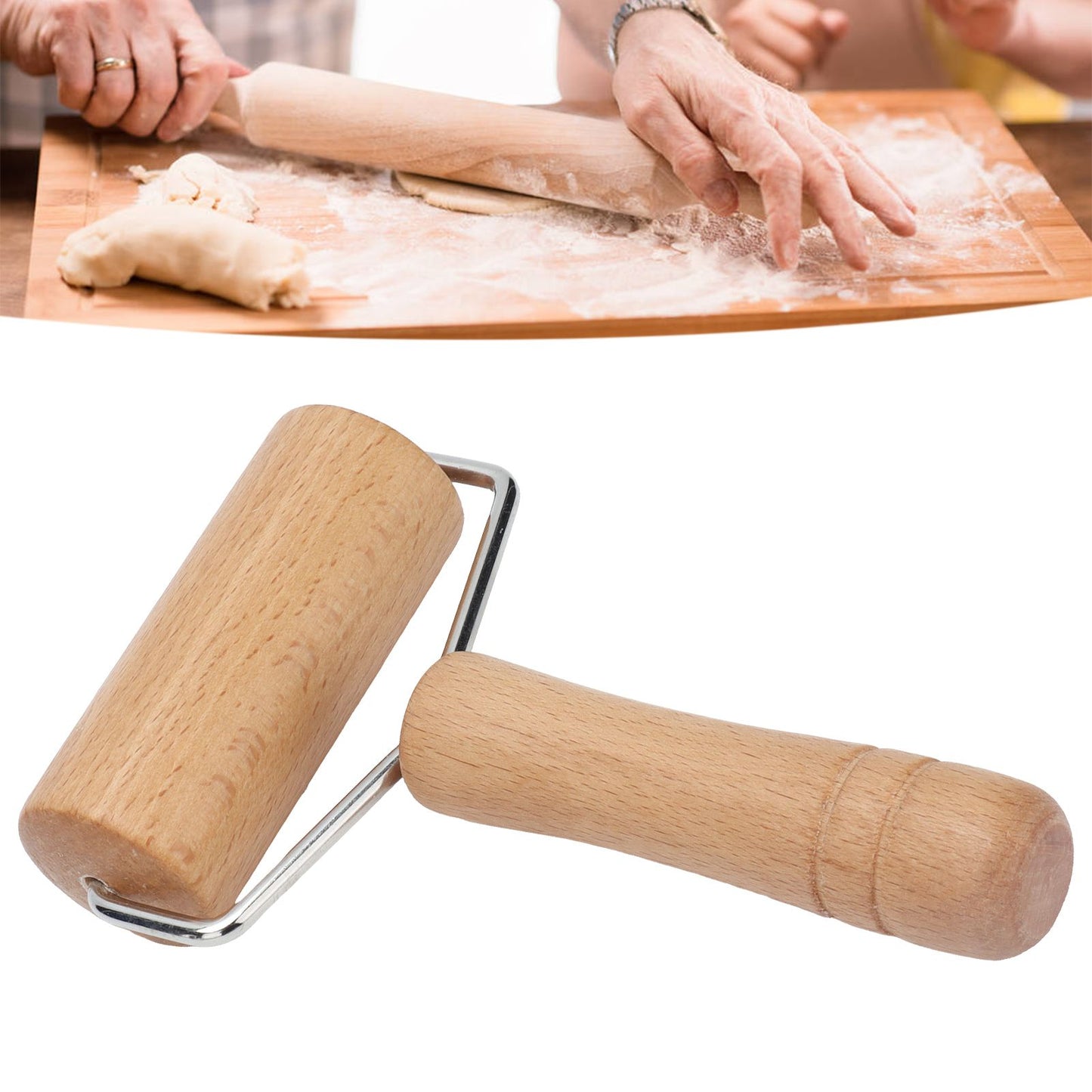 Wood Rolling Pin Pastry Pizza Hand Dough Roller for Bakery Kitchen Cake Bread Home Use