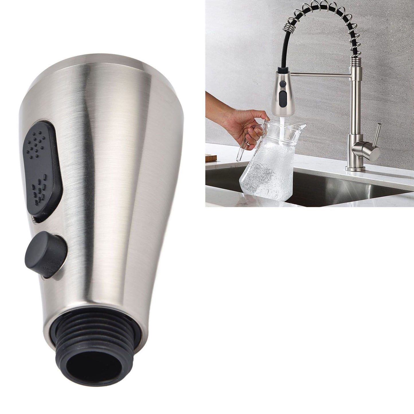 Kitchen Faucet Sprayer Head G1/2 Strong Removal Brief Shape Softer Water Flowing Kitchen Sink Sprayer HeadC