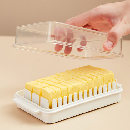 Butter Cutting Box with Transparent Lid Cutting Wizard Preservation Multifunctional Butter Container for Refrigerator White