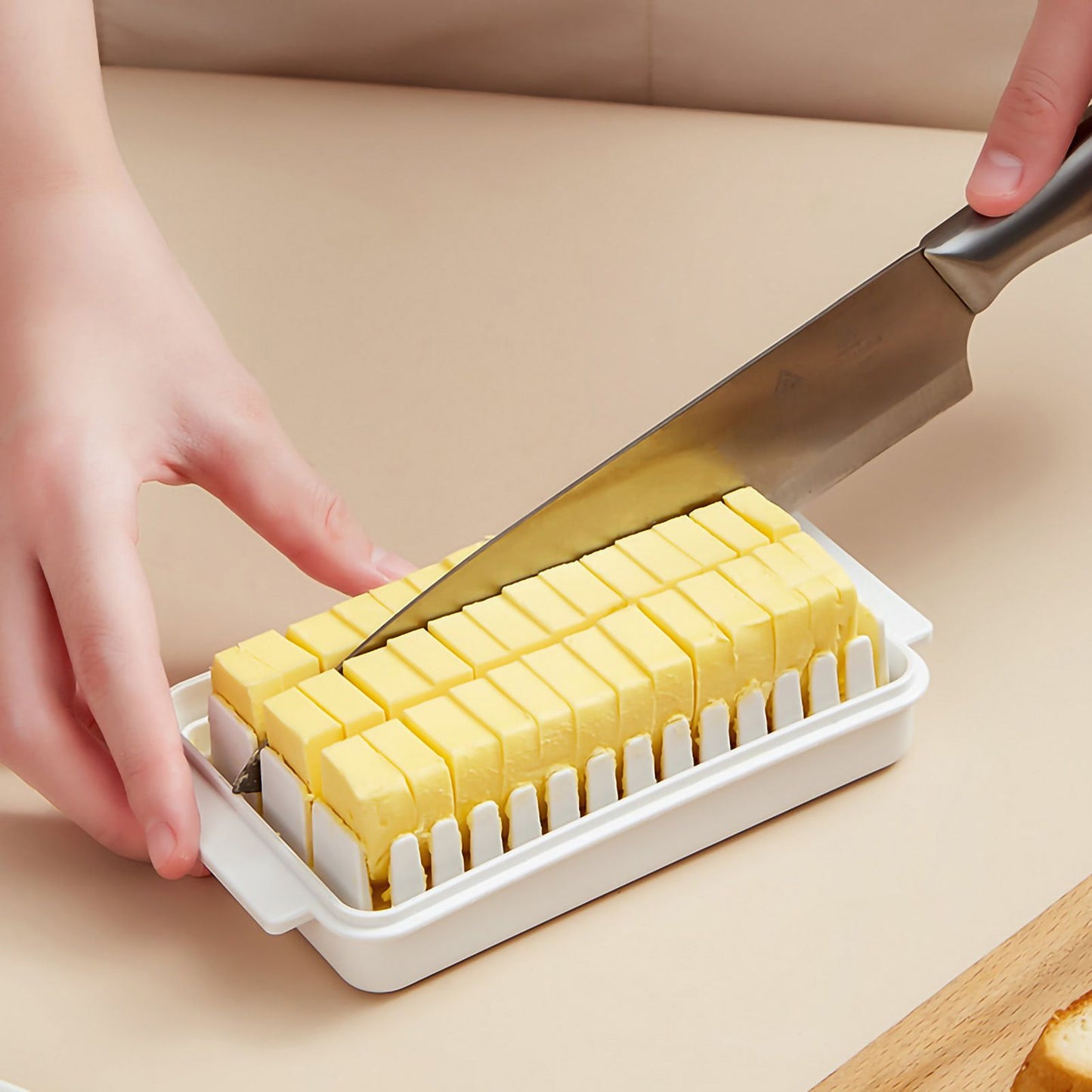 Butter Cutting Box with Transparent Lid Cutting Wizard Preservation Multifunctional Butter Container for Refrigerator White