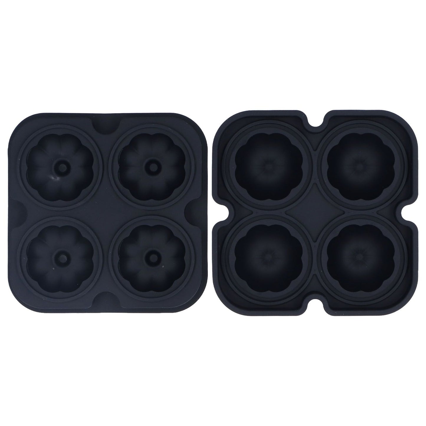 Pumpkin Ice Ball Mold 3D Pumpkin Shape Food Grade Silicone 4 Cells Easy Release Whiskey Ice Mold for Coffee Tea Cocktail Black