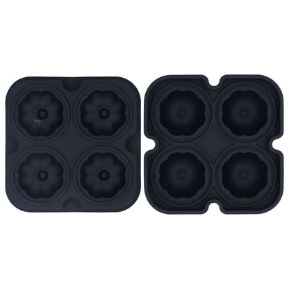 Pumpkin Ice Ball Mold 3D Pumpkin Shape Food Grade Silicone 4 Cells Easy Release Whiskey Ice Mold for Coffee Tea Cocktail Black