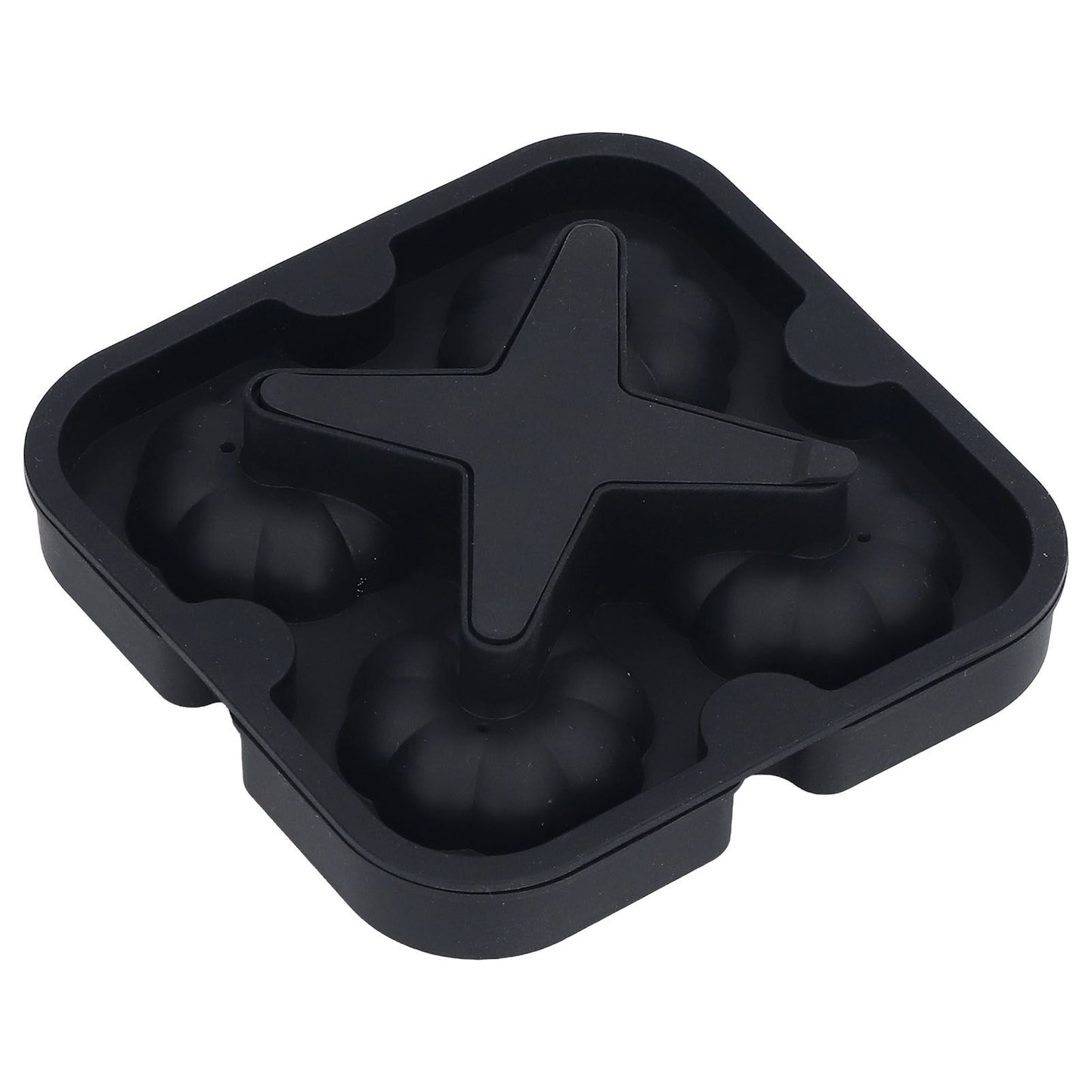 Pumpkin Ice Ball Mold 3D Pumpkin Shape Food Grade Silicone 4 Cells Easy Release Whiskey Ice Mold for Coffee Tea Cocktail Black