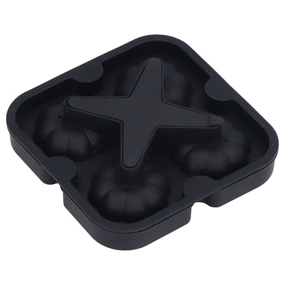 Pumpkin Ice Ball Mold 3D Pumpkin Shape Food Grade Silicone 4 Cells Easy Release Whiskey Ice Mold for Coffee Tea Cocktail Black