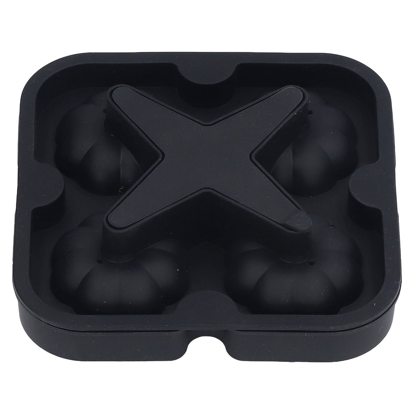Pumpkin Ice Ball Mold 3D Pumpkin Shape Food Grade Silicone 4 Cells Easy Release Whiskey Ice Mold for Coffee Tea Cocktail Black