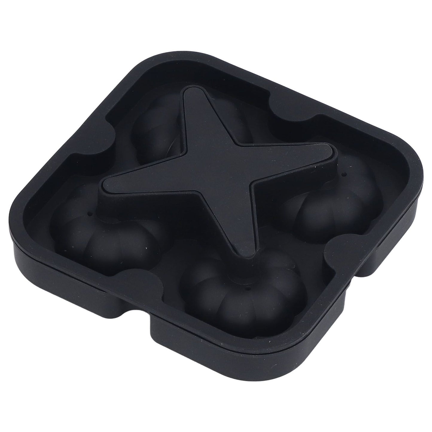 Pumpkin Ice Ball Mold 3D Pumpkin Shape Food Grade Silicone 4 Cells Easy Release Whiskey Ice Mold for Coffee Tea Cocktail Black