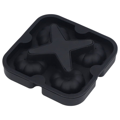 Pumpkin Ice Ball Mold 3D Pumpkin Shape Food Grade Silicone 4 Cells Easy Release Whiskey Ice Mold for Coffee Tea Cocktail Black