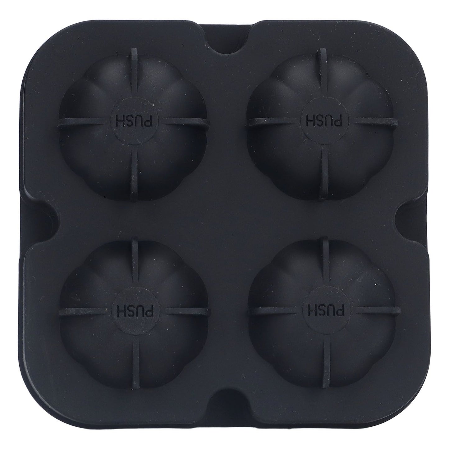 Pumpkin Ice Ball Mold 3D Pumpkin Shape Food Grade Silicone 4 Cells Easy Release Whiskey Ice Mold for Coffee Tea Cocktail Black