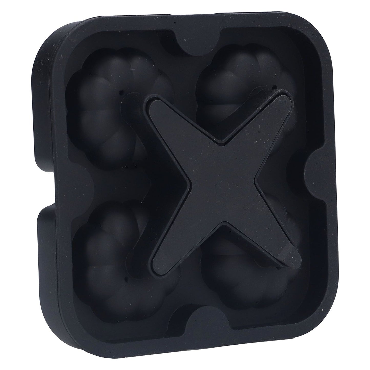Pumpkin Ice Ball Mold 3D Pumpkin Shape Food Grade Silicone 4 Cells Easy Release Whiskey Ice Mold for Coffee Tea Cocktail Black