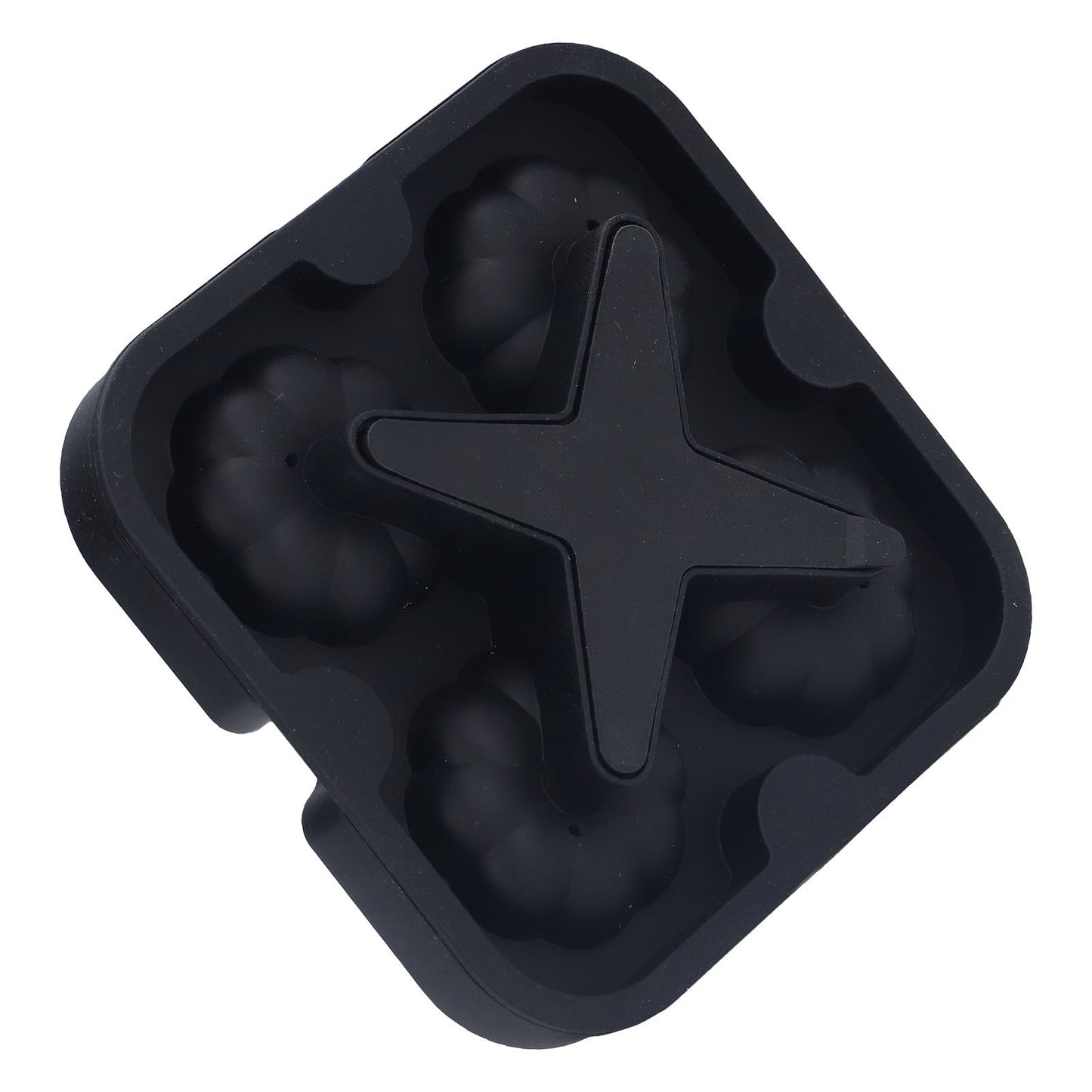 Pumpkin Ice Ball Mold 3D Pumpkin Shape Food Grade Silicone 4 Cells Easy Release Whiskey Ice Mold for Coffee Tea Cocktail Black