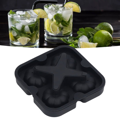 Pumpkin Ice Ball Mold 3D Pumpkin Shape Food Grade Silicone 4 Cells Easy Release Whiskey Ice Mold for Coffee Tea Cocktail Black