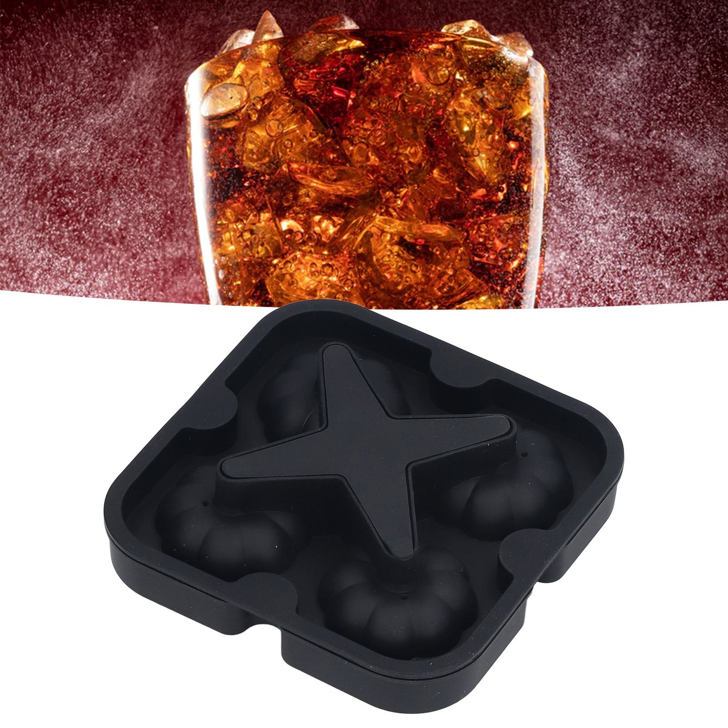 Pumpkin Ice Ball Mold 3D Pumpkin Shape Food Grade Silicone 4 Cells Easy Release Whiskey Ice Mold for Coffee Tea Cocktail Black