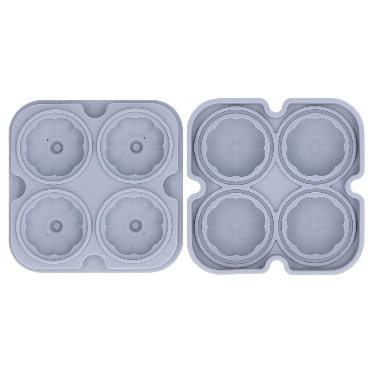 Pumpkin Ice Ball Mold 3D Pumpkin Shape Food Grade Silicone 4 Cells Easy Release Whiskey Ice Mold for Coffee Tea Cocktail Gray