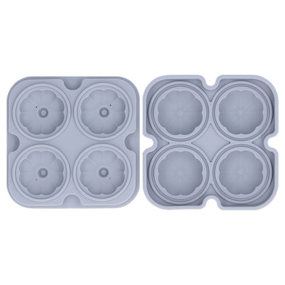 Pumpkin Ice Ball Mold 3D Pumpkin Shape Food Grade Silicone 4 Cells Easy Release Whiskey Ice Mold for Coffee Tea Cocktail Gray
