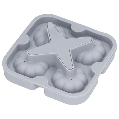 Pumpkin Ice Ball Mold 3D Pumpkin Shape Food Grade Silicone 4 Cells Easy Release Whiskey Ice Mold for Coffee Tea Cocktail Gray