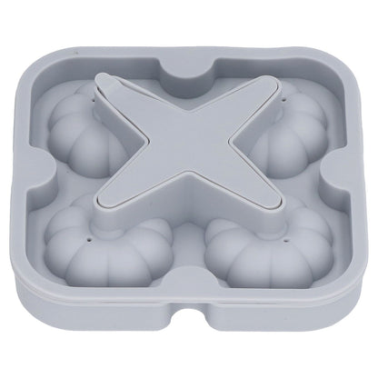 Pumpkin Ice Ball Mold 3D Pumpkin Shape Food Grade Silicone 4 Cells Easy Release Whiskey Ice Mold for Coffee Tea Cocktail Gray