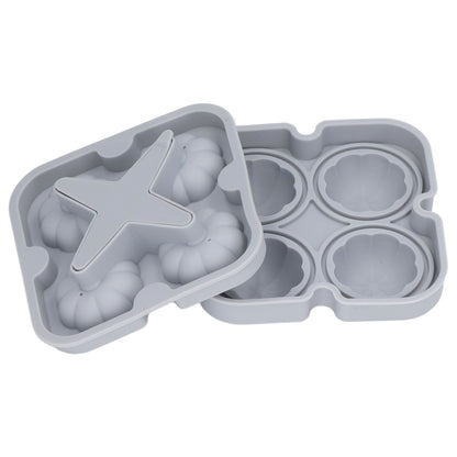 Pumpkin Ice Ball Mold 3D Pumpkin Shape Food Grade Silicone 4 Cells Easy Release Whiskey Ice Mold for Coffee Tea Cocktail Gray