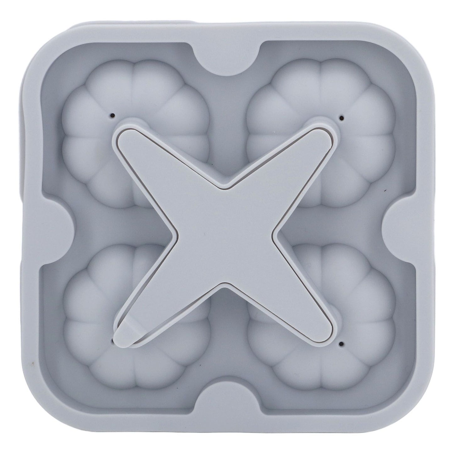 Pumpkin Ice Ball Mold 3D Pumpkin Shape Food Grade Silicone 4 Cells Easy Release Whiskey Ice Mold for Coffee Tea Cocktail Gray