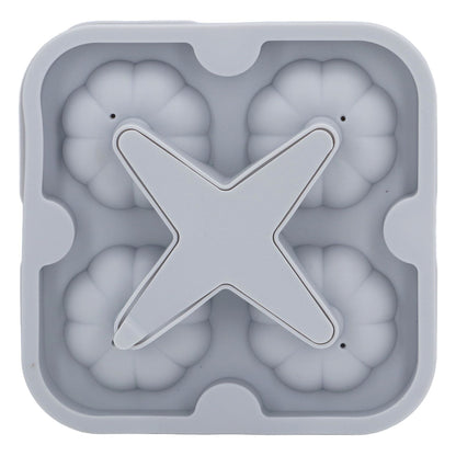 Pumpkin Ice Ball Mold 3D Pumpkin Shape Food Grade Silicone 4 Cells Easy Release Whiskey Ice Mold for Coffee Tea Cocktail Gray