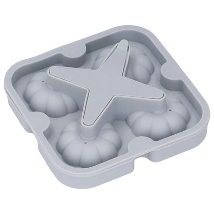Pumpkin Ice Ball Mold 3D Pumpkin Shape Food Grade Silicone 4 Cells Easy Release Whiskey Ice Mold for Coffee Tea Cocktail Gray