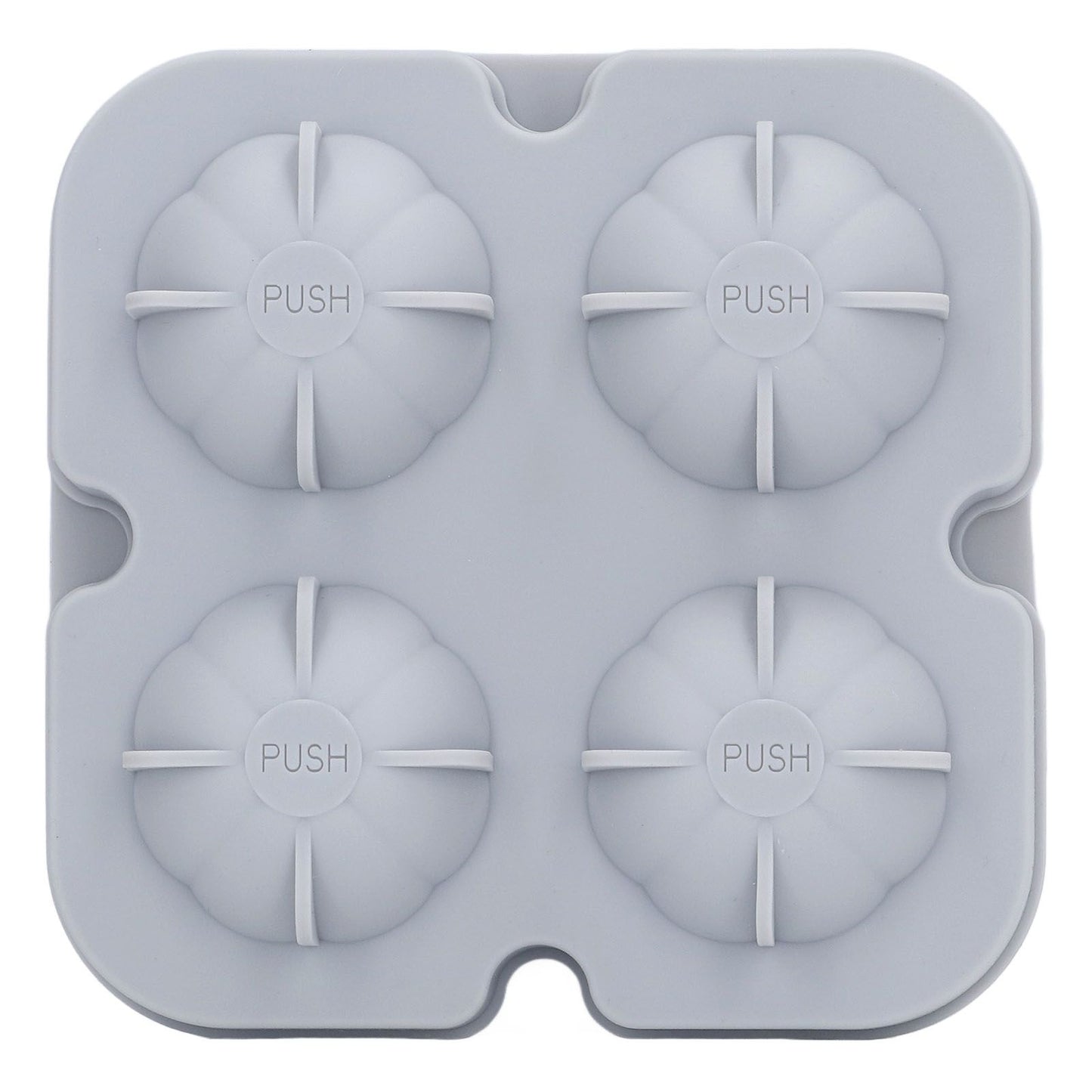 Pumpkin Ice Ball Mold 3D Pumpkin Shape Food Grade Silicone 4 Cells Easy Release Whiskey Ice Mold for Coffee Tea Cocktail Gray