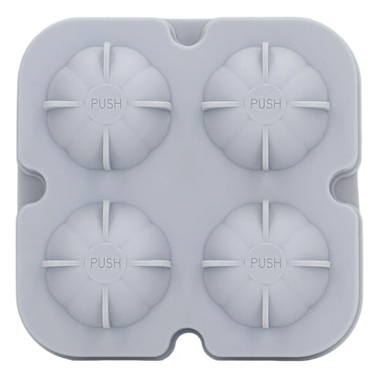 Pumpkin Ice Ball Mold 3D Pumpkin Shape Food Grade Silicone 4 Cells Easy Release Whiskey Ice Mold for Coffee Tea Cocktail Gray