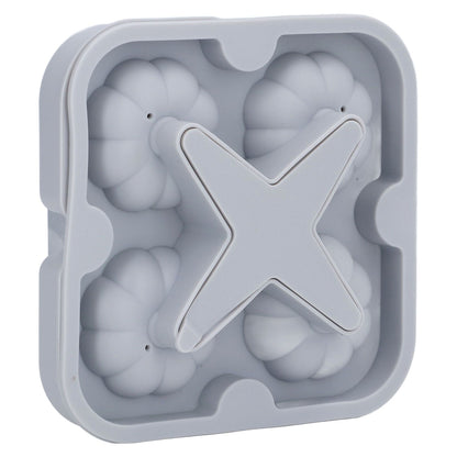 Pumpkin Ice Ball Mold 3D Pumpkin Shape Food Grade Silicone 4 Cells Easy Release Whiskey Ice Mold for Coffee Tea Cocktail Gray