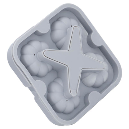 Pumpkin Ice Ball Mold 3D Pumpkin Shape Food Grade Silicone 4 Cells Easy Release Whiskey Ice Mold for Coffee Tea Cocktail Gray