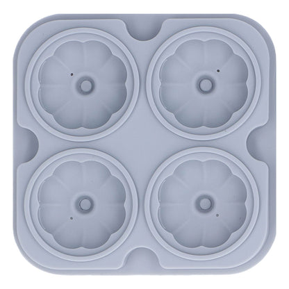 Pumpkin Ice Ball Mold 3D Pumpkin Shape Food Grade Silicone 4 Cells Easy Release Whiskey Ice Mold for Coffee Tea Cocktail Gray