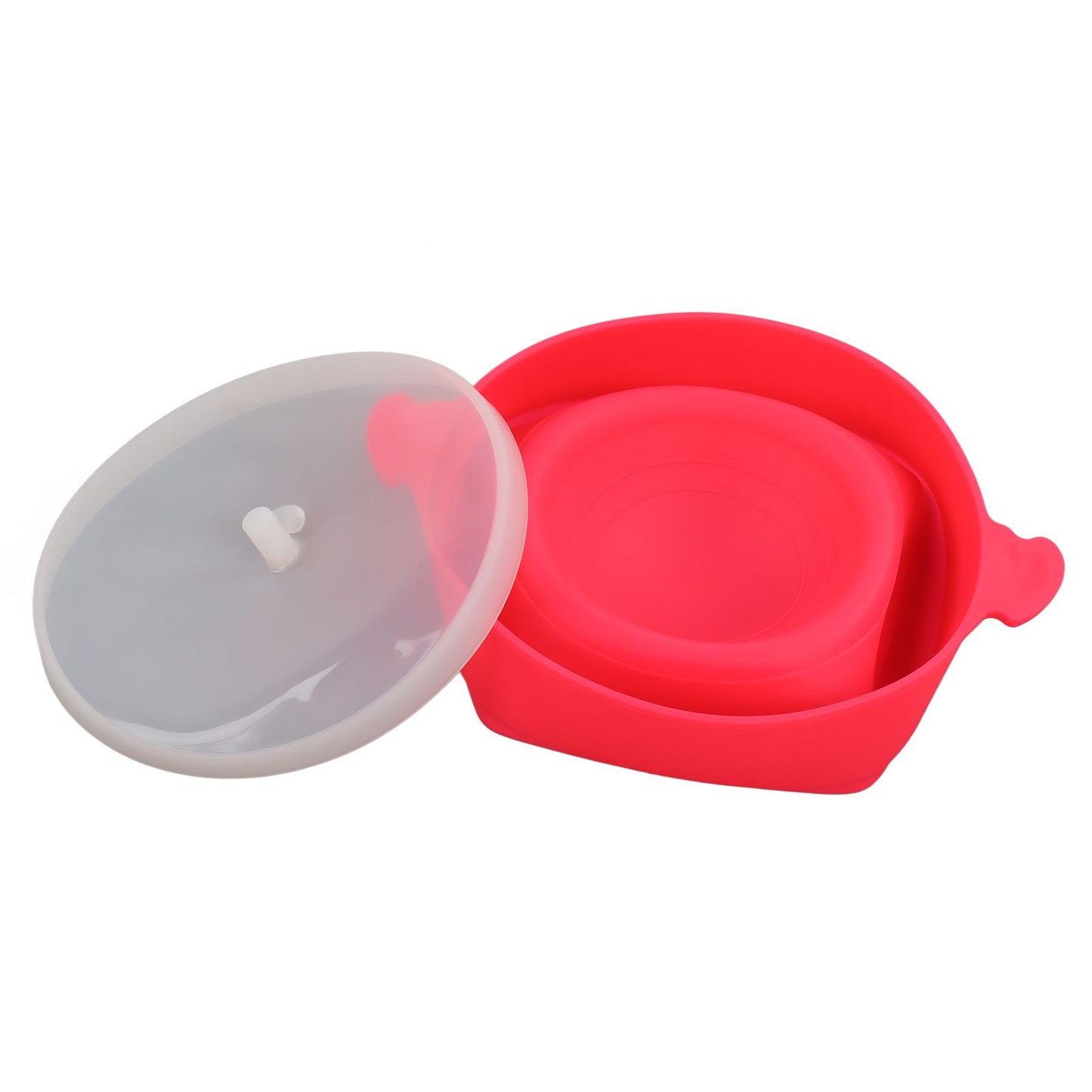 Microwavable Popcorn Bowl with Transparent Lid and Handle Collapsible Silicone Popcorn Maker for Home Rose Red