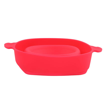Microwavable Popcorn Bowl with Transparent Lid and Handle Collapsible Silicone Popcorn Maker for Home Rose Red