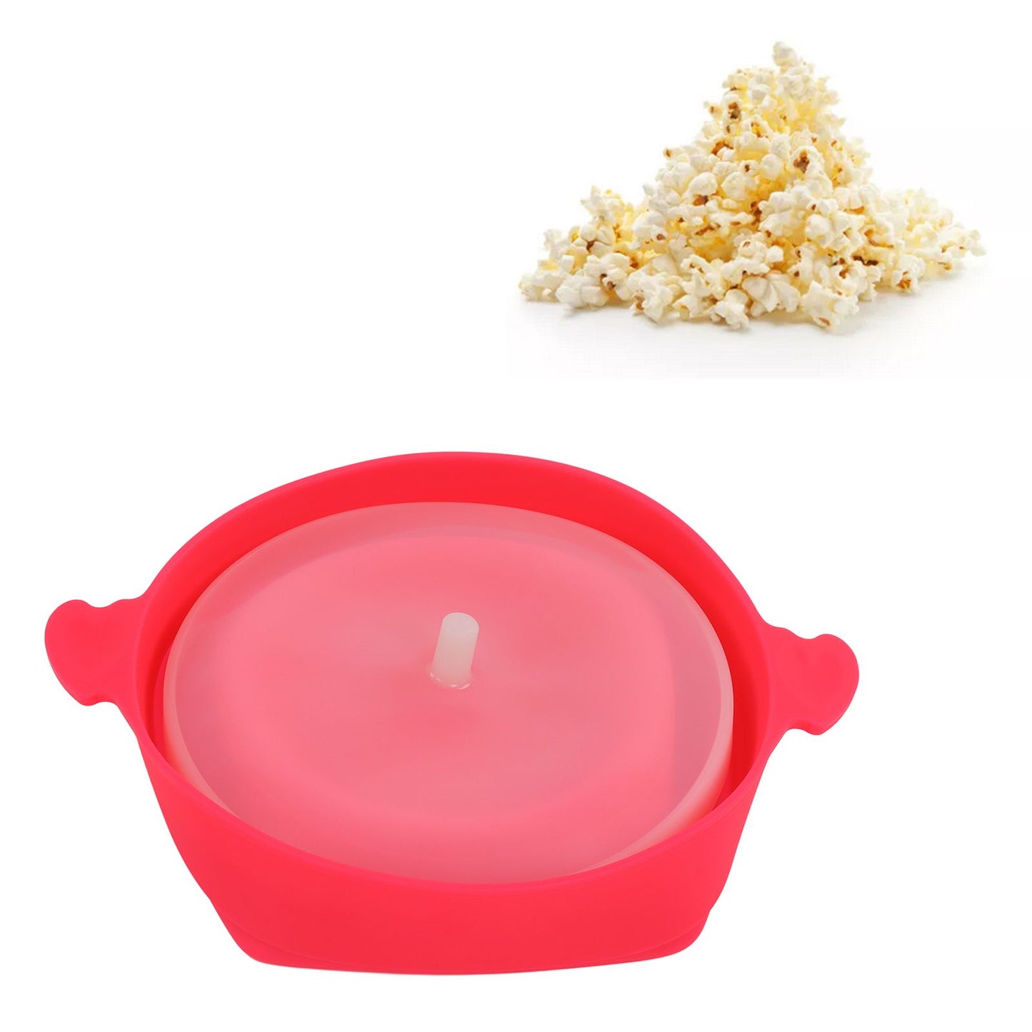 Microwavable Popcorn Bowl with Transparent Lid and Handle Collapsible Silicone Popcorn Maker for Home Rose Red