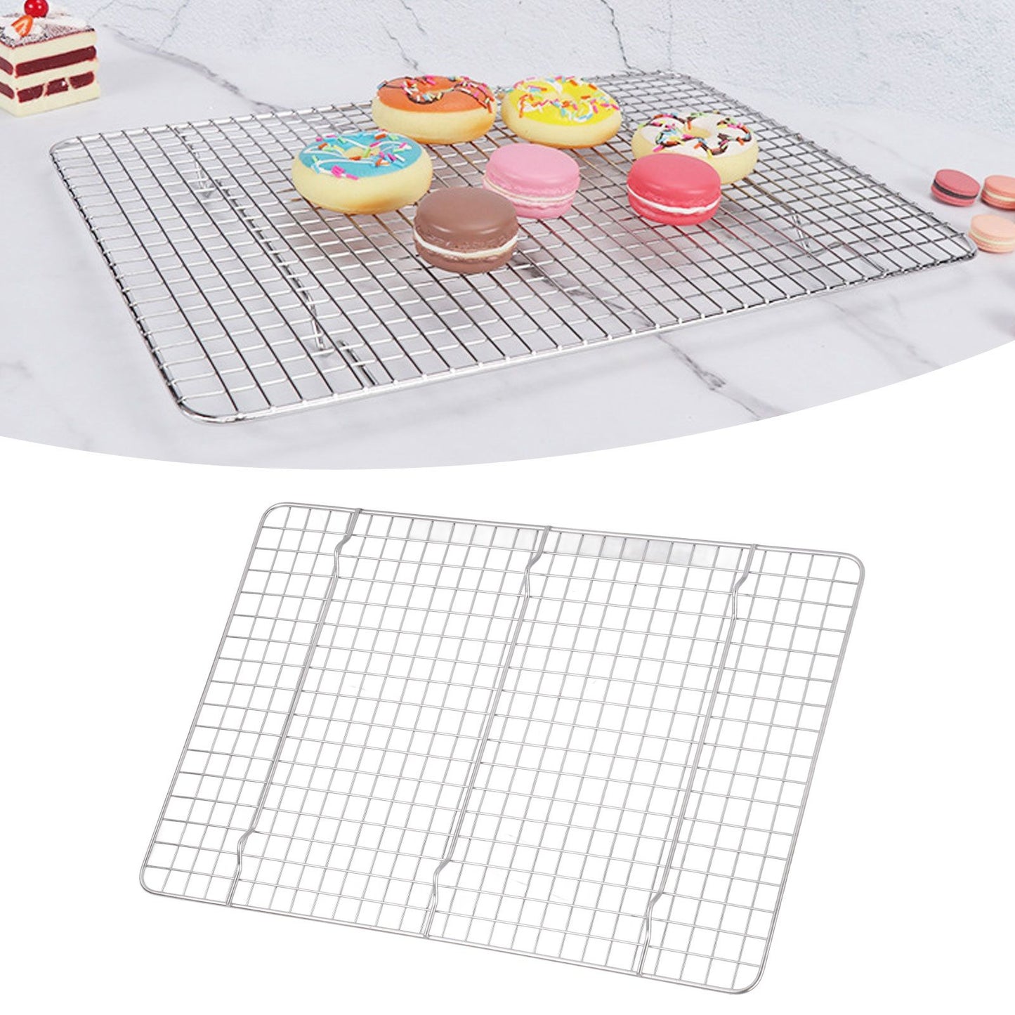 Checkered Cooling Rack 304 Stainless Steel Grid Deformation Resistance Baking Wire Rack for Home Bakery Bread Cake Cooky