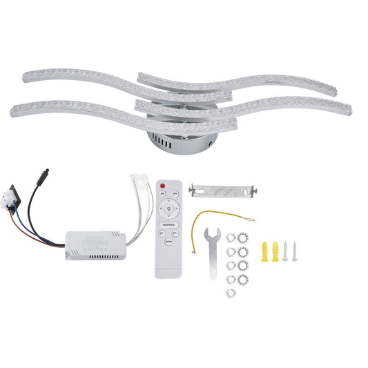LED Ceiling Light Remote Control Dimming 4 Wavy Ceiling Lamp Tube for Living Room Bedroom AC85‑265V