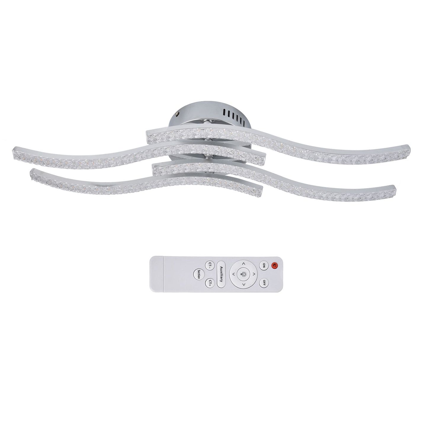 LED Ceiling Light Remote Control Dimming 4 Wavy Ceiling Lamp Tube for Living Room Bedroom AC85‑265V