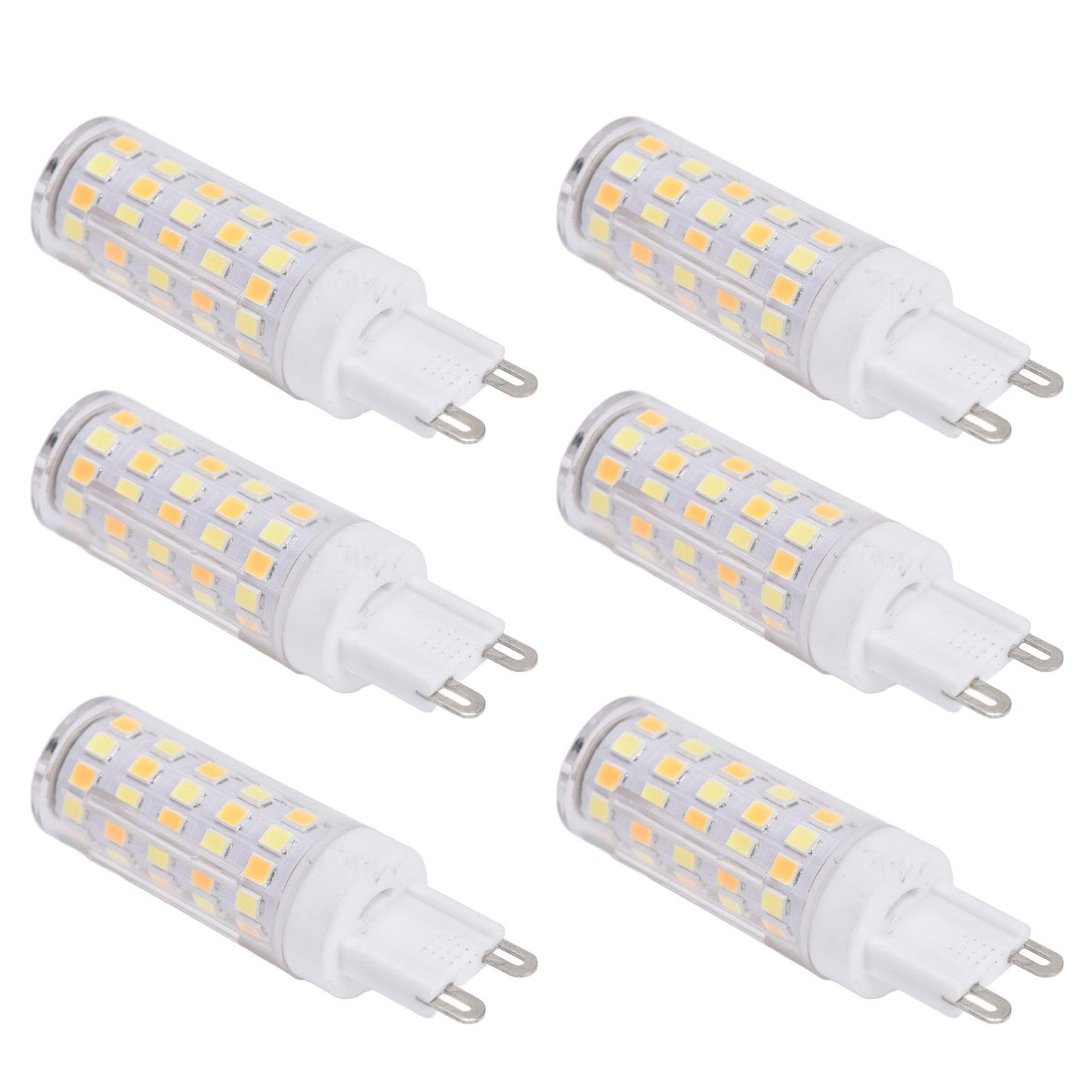 6PCS 66LED G9 Light Bulb 9W 85‑265V Small Ceiling Lamp Bulb 3 Light Color Wall Lamp Bulb for Home