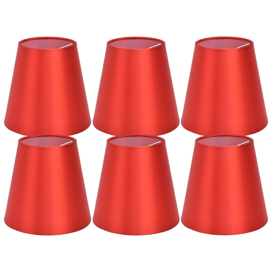 6PCS E14 Lamp Shade Fabric Lampshade Table Lamp Ceiling Lamp Shade for Bedroom Living RoomBright Red PX150