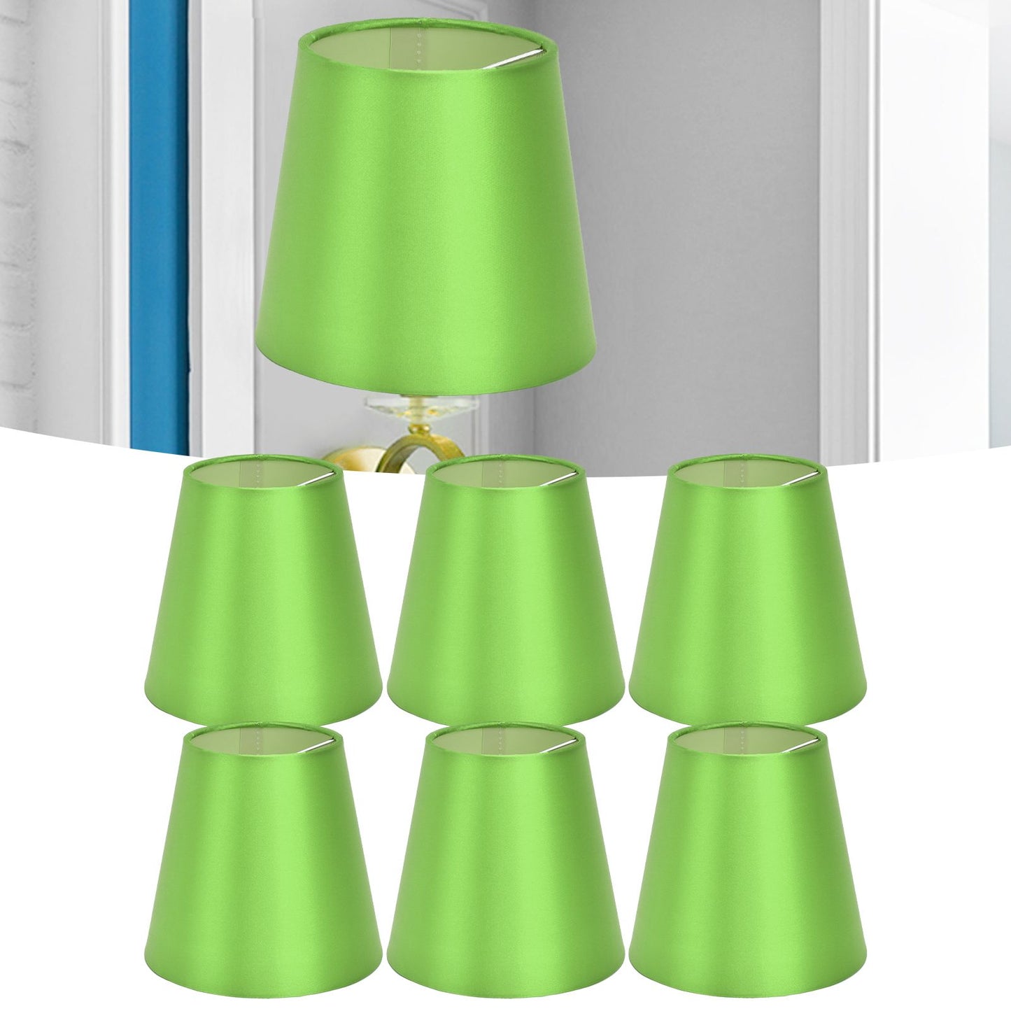 6PCS E14 Lamp Shade Fabric Lampshade Table Lamp Ceiling Lamp Shade for Bedroom Living RoomFluorescent Green PX157