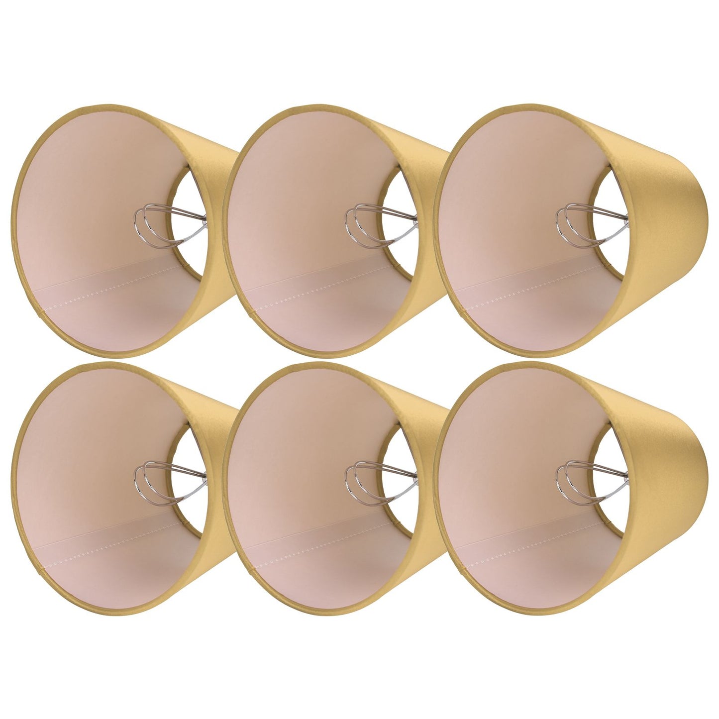 6PCS E14 Lamp Shade Fabric Lampshade Table Lamp Ceiling Lamp Shade for Bedroom Living RoomGold PX153