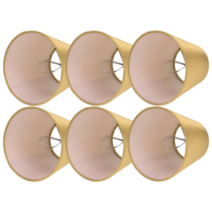 6PCS E14 Lamp Shade Fabric Lampshade Table Lamp Ceiling Lamp Shade for Bedroom Living RoomGold PX153