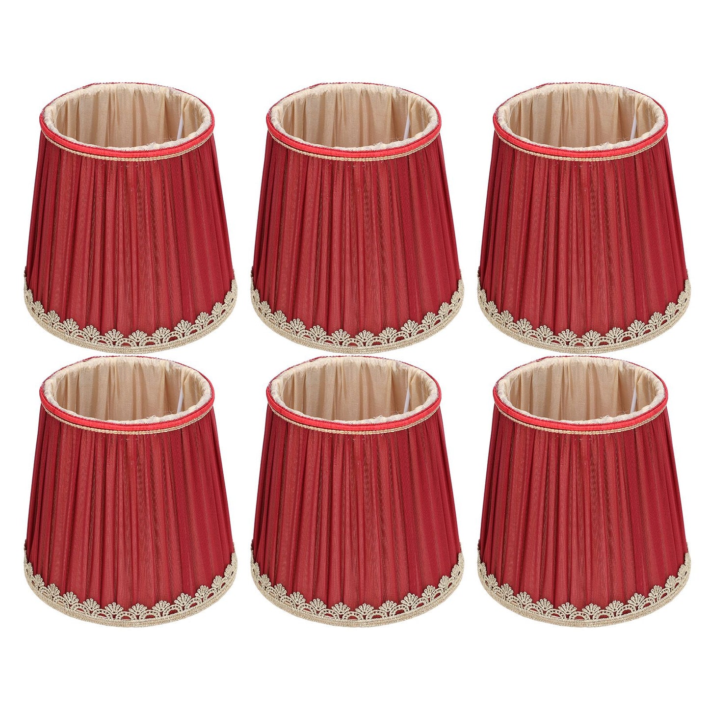 Small Lamp Shade Fabric Wine Red Golden Edge Lampshade for E14 Table Chandelier Wall Lamp