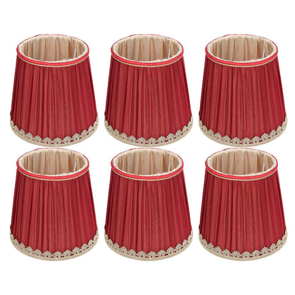 Small Lamp Shade Fabric Wine Red Golden Edge Lampshade for E14 Table Chandelier Wall Lamp