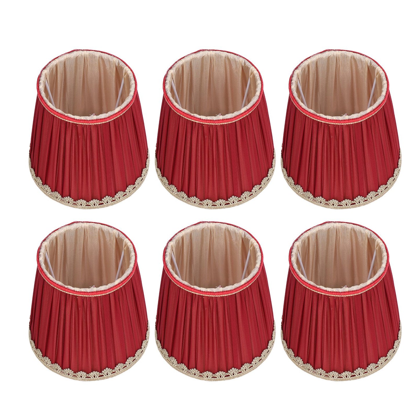 Small Lamp Shade Fabric Wine Red Golden Edge Lampshade for E14 Table Chandelier Wall Lamp