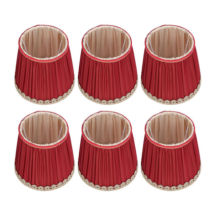 Small Lamp Shade Fabric Wine Red Golden Edge Lampshade for E14 Table Chandelier Wall Lamp