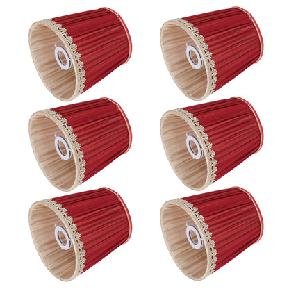 Small Lamp Shade Fabric Wine Red Golden Edge Lampshade for E14 Table Chandelier Wall Lamp