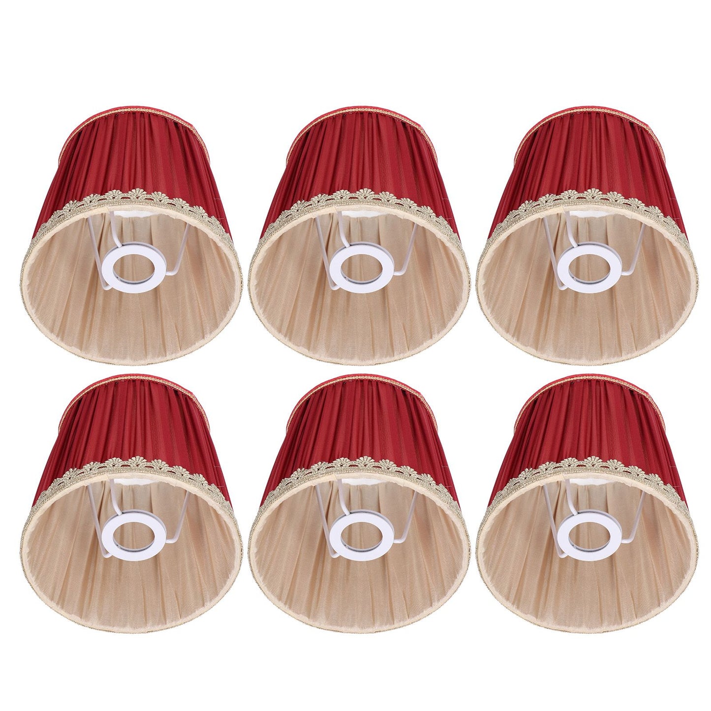 Small Lamp Shade Fabric Wine Red Golden Edge Lampshade for E14 Table Chandelier Wall Lamp