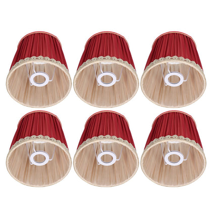 Small Lamp Shade Fabric Wine Red Golden Edge Lampshade for E14 Table Chandelier Wall Lamp